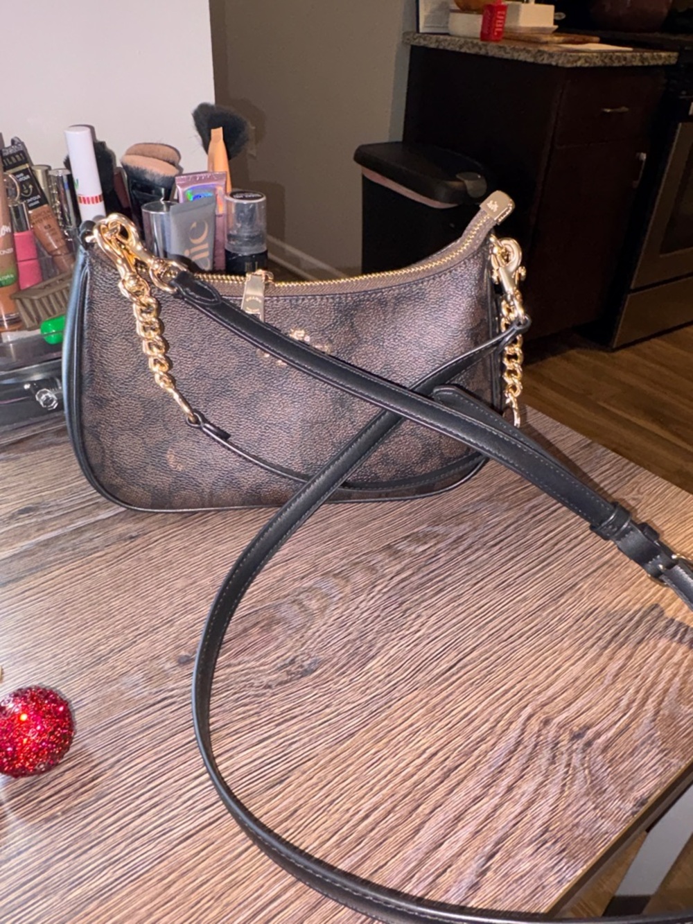 Coach Brown Signature Canvas Shoulder Bag with Gold Hardware - Picture 8 of 8